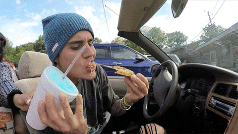 food justin bieber pizza car eating