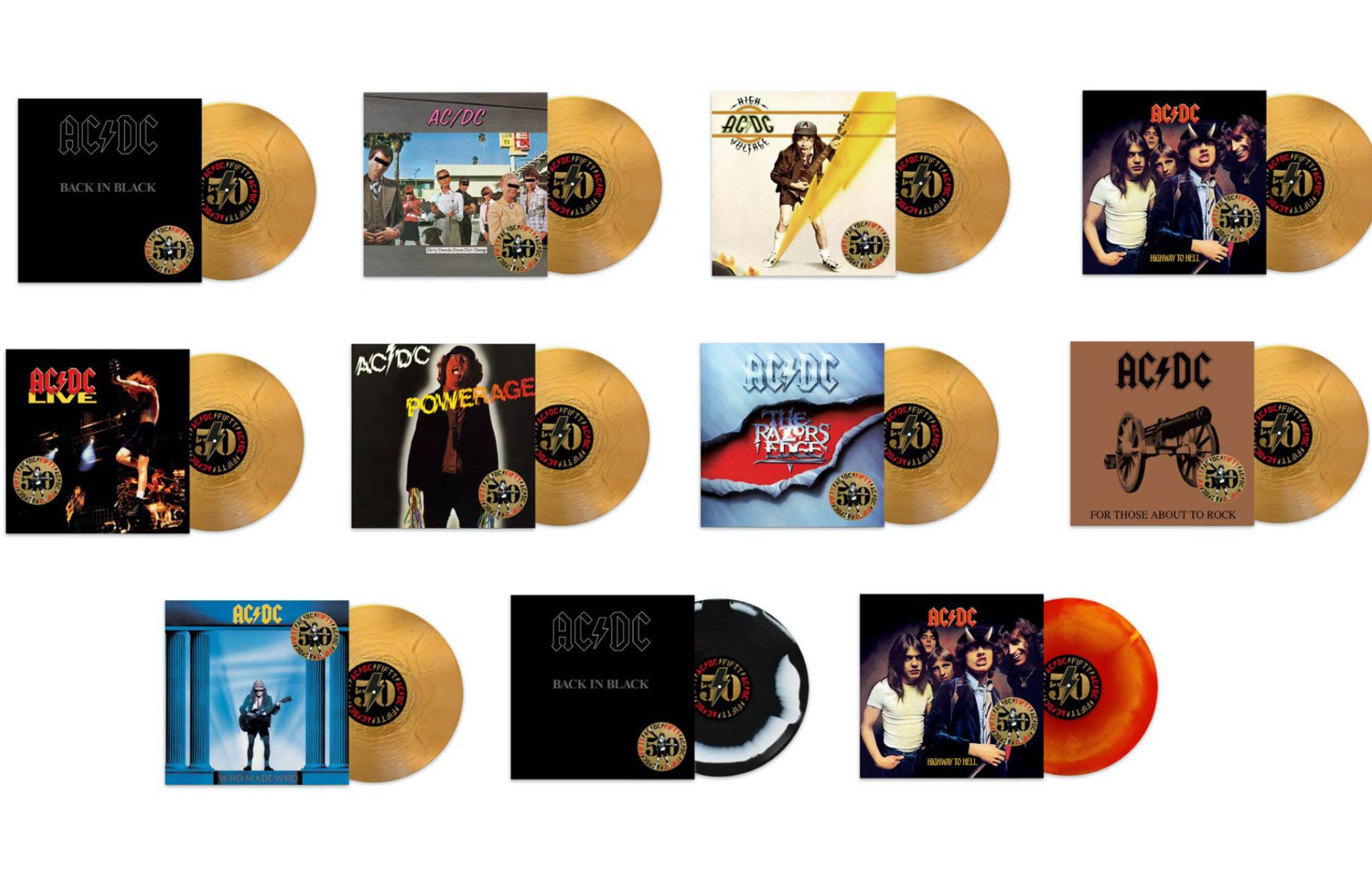 ACDC gold vinyl pressings. Credit: PRESS