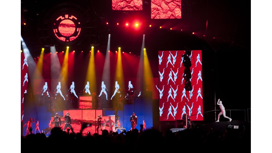 Black Eyed Peas Concert effects. (Photo by Mark Downey Lucid Images/Corbis via Getty Images)