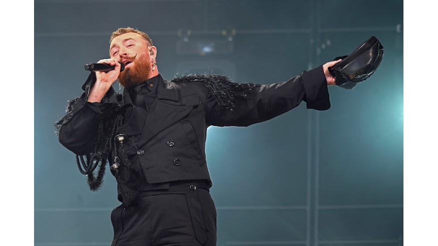 LANDGRAAF, NETHERLANDS - JUNE 23:  Sam Smith performs during the Pinkpop Festival on June 23, 2024 in Landgraaf, Netherlands.  (Photo by Didier Messens/Getty Images)