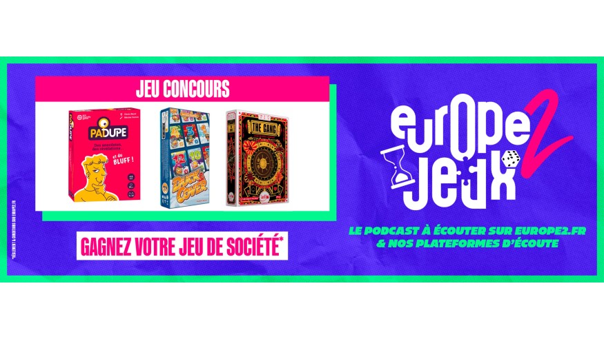Écoutez le podcast Europe 2 Jeux et gagnez vos boites de jeux d'ambiance pour Noël !