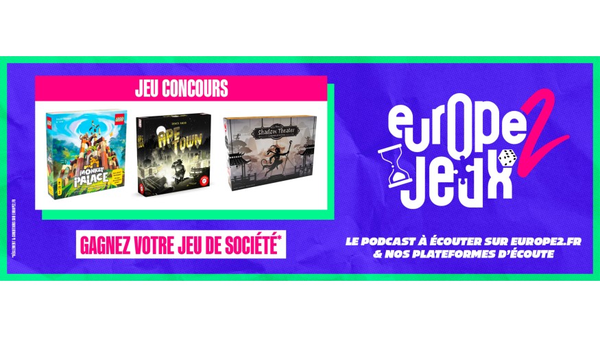 Écoutez le podcast Europe 2 Jeux et gagnez vos boites de jeux sur le thème des singes !