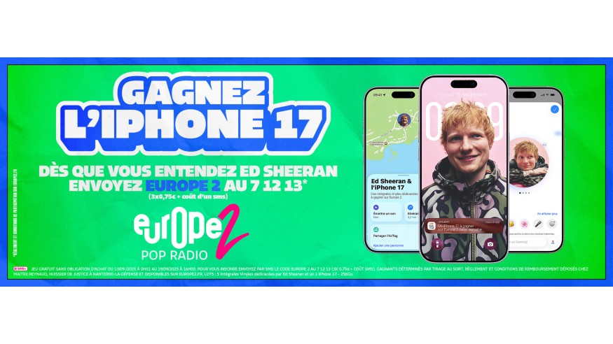 Sur Europe 2, gagnez votre iPhone 17 grâce à Ed Sheeran !