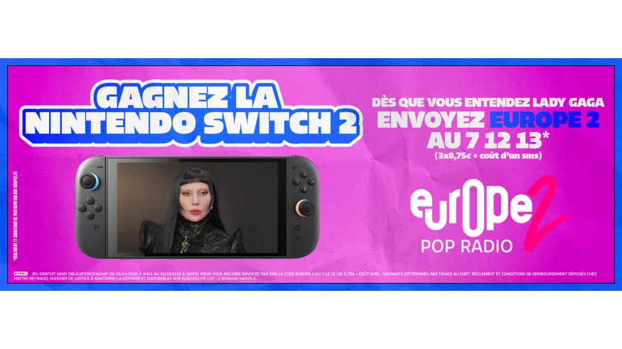 Écoutez Europe 2 et remporter la Nintendo Switch 2 avec Lady Gaga !