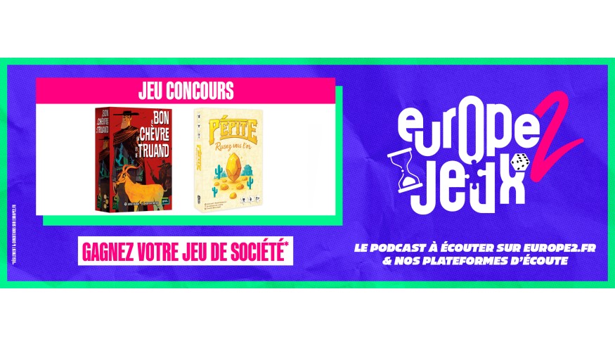 Écoutez le podcast Europe 2 Jeux et gagnez vos boites de jeux sur le thème des westerns !