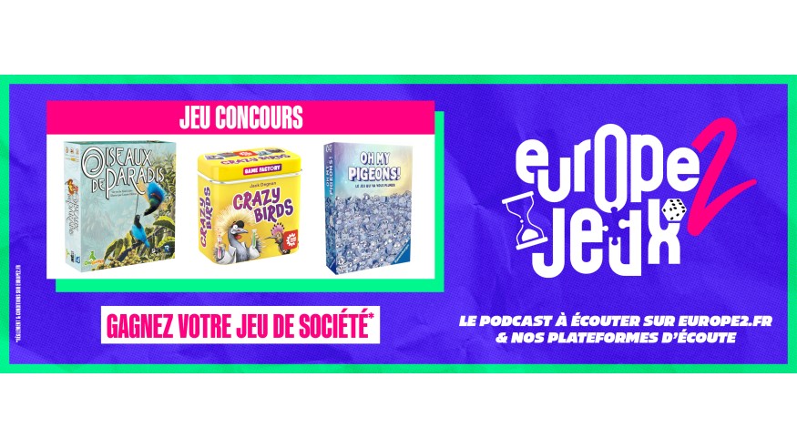 Écoutez le podcast Europe 2 Jeux et gagnez vos boites de jeux sur le thème des oiseaux !