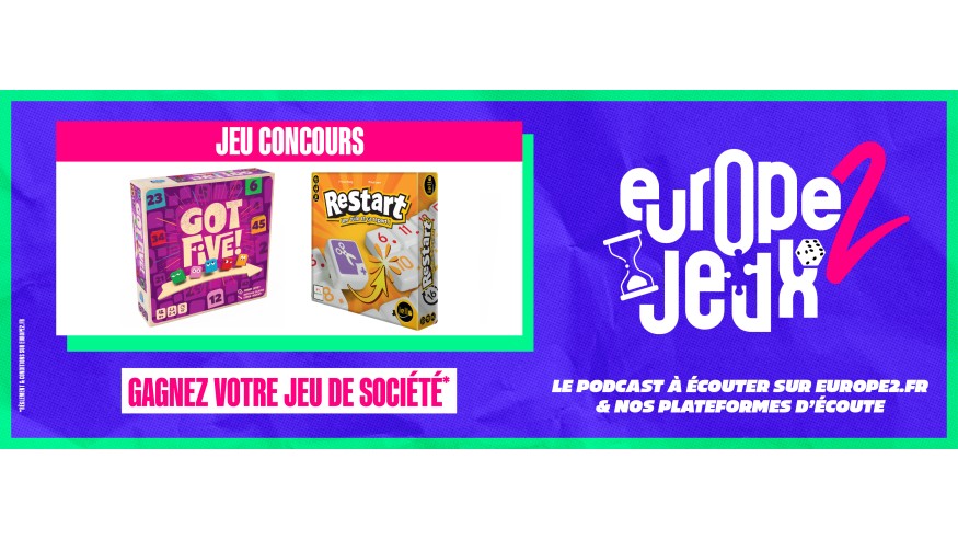 Écoutez le podcast Europe 2 Jeux et gagnez vos boites de jeux sur le thème des chiffres !
